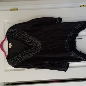 Sheer black cotton beach cover up
